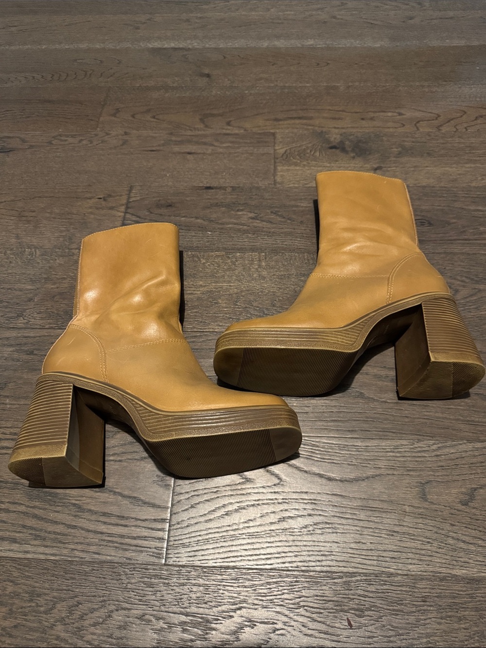 Steve Madden Tan Platform Block Heel Ankle Boots